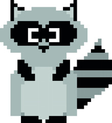 Obraz premium Raccoon Pixel art on a white background. Pixel art. Vector illustration.