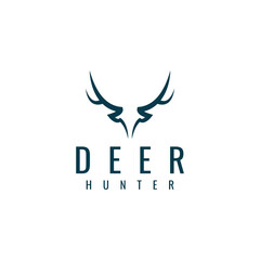 Deer hunter antlers logo template design