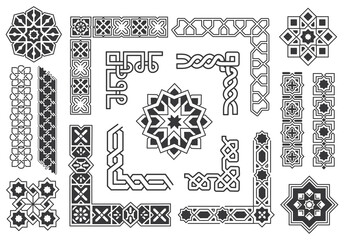 Islamic border and pattern design element vector illustration - 498203352