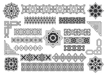 Islamic border and pattern design element vector illustration