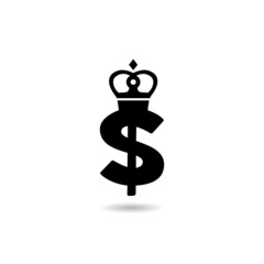 Crown with dollar icon with shadow