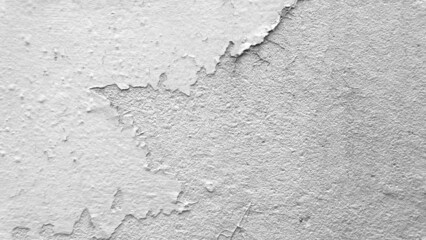 Closeup White grey concrete house distressed wall or ceiling with color paint off and moisture texture background