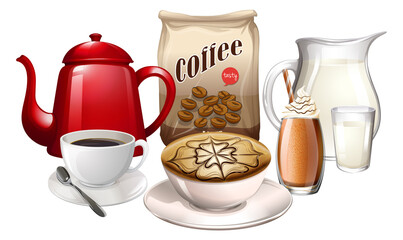 Coffee package with kettle and cup