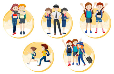 A set of Travel holiday theme man and women on white background