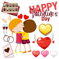 Valentine theme with boy and girl hugging