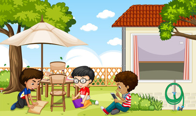 Scene with children in the park