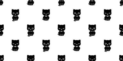 cat seamless pattern kitten collar vector calico neko breed cartoon character pet repeat wallpaper tile background gift wrapping paper animal doodle illustration design scarf isolated