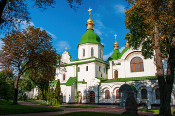 Fototapeta na wymiar Kyiv Saint Sophia Cathedral at sunny autumn day, Kyiv, Ukraine. UNESCO World Heritage Site