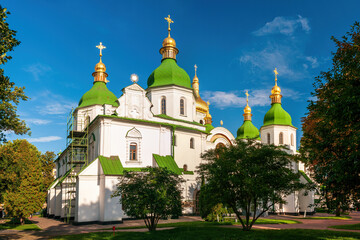 Fototapeta na wymiar Kyiv Saint Sophia Cathedral at sunny autumn day, Kyiv, Ukraine. UNESCO World Heritage Site
