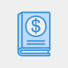 Finance book icon in blue style, use for website mobile app presentation