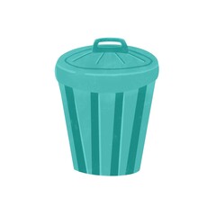 食品ロス　蓋つきポリペールの手描きイラスト