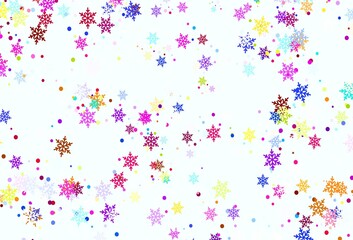 Light Multicolor vector layout with bright snowflakes.