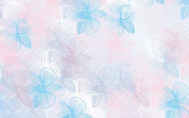 Light Pink, Blue vector abstract pattern with flowers.