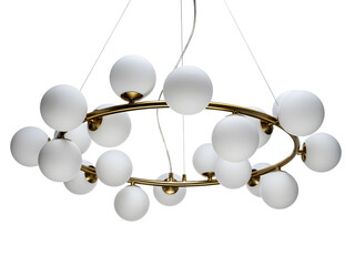 Round chandelier with bubble lights gold