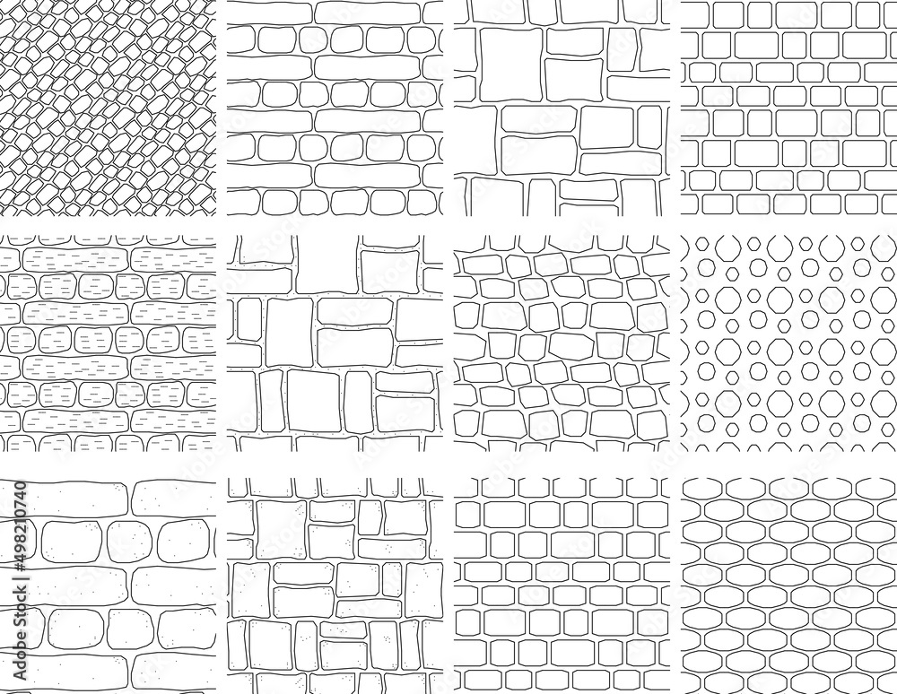 Wall mural seamless hatch pattern of architectural texture background- stonework