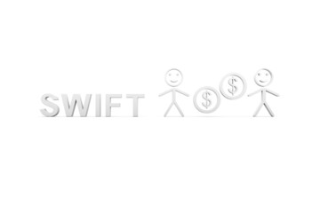 SWIFT concept white background 3d render illustration