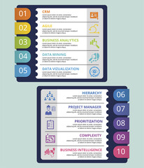 Infographic Biohacking template. Icons in different colors. Include Detox, Meditation, Drugs, Hydrate and others.