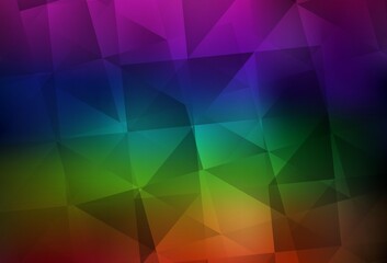 Dark Multicolor vector shining triangular background.