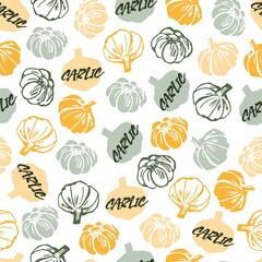 Garlic and Garlic Vector Graphic Silhouette Seamless Pattern