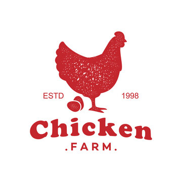 chicken farm concept logo. for natural farm products. Logotype isolated on white background. farm with chicken logo
