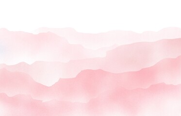 Abstract light pink watercolor waves mountains on white background