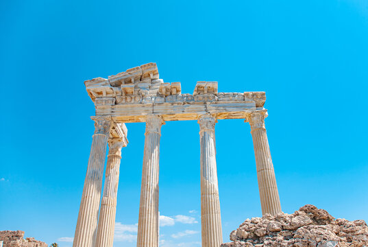 Side ancient greek Apollo and Athene temple ruins