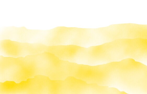 Abstract yellow-sand watercolor waves mountains on white background © Yulia Druzenko