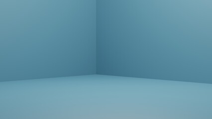 3d render Empty Studio blue  Background For Product. studio room corner.  Blank stand for showing product. 3D rendering. Empty room