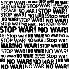 No war lettering newspaper grunge background. Vector image.