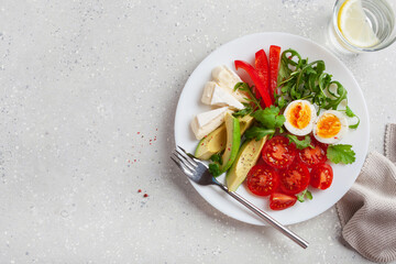 keto diet breakfast egg avocado brie cheese tomato bell pepper