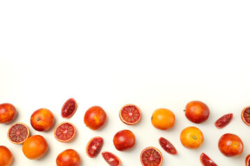 Concept of citrus with red orange, space for text