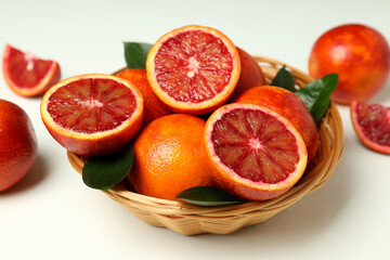 Concept of citrus with red orange, close up