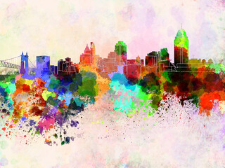 Fototapeta premium Cincinnati skyline in watercolor background