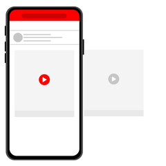 video player window in smartphone and outside smartphone video screen extension red cap player player window in smartphone vector icon eps10