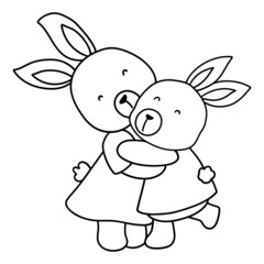Bunny mom and baby outline design-SVG for template, web, wedsite, application, presentation, Graphics design, branding, etc.