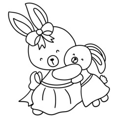 Bunny mom and baby outline design-SVG for template, web, wedsite, application, presentation, Graphics design, branding, etc.