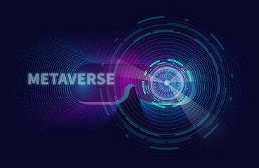 Virtual reality glasses metaverse by virtual data with artificial intelligence analyst. VR experience.