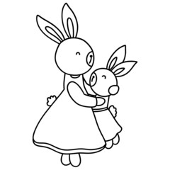 Bunny mom and baby outline design-SVG for template, web, wedsite, application, presentation, Graphics design, branding, etc.