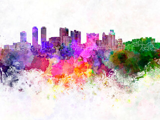 Colombo skyline in watercolor background