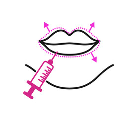 Lip shape correction. Cosmetic injections. Vector flat illustration.