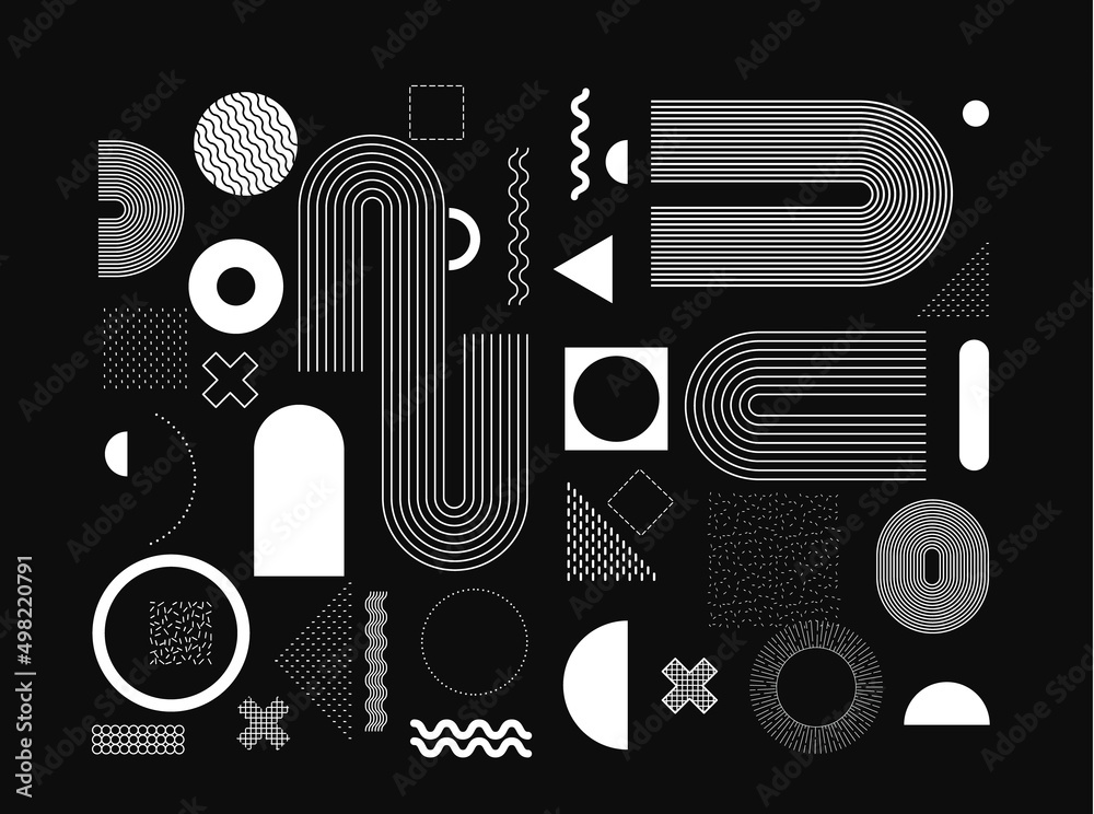 Sticker abstract bauhaus or memphis geometric shapes and composition. retro elements, geometric pattern for 