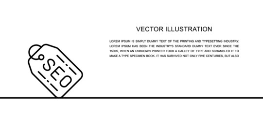 Vector seo tag, label one line icon. Continuous one line illustration. - obrazy, fototapety, plakaty