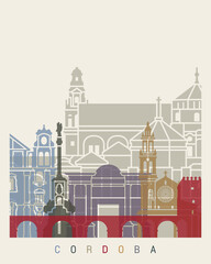 Naklejka premium Cordoba skyline poster