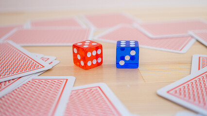 Playing cards and colorful dice_03