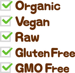 オーガニック、ヴィーガンなどの文字のセット