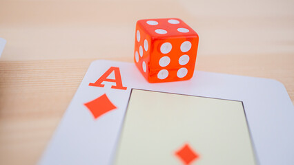 Playing cards and colorful dice_08