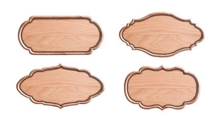 Set of wood signs isolated on white background with clipping path