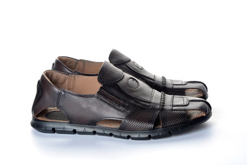 Leather men's summer shoes.Shoes for men .