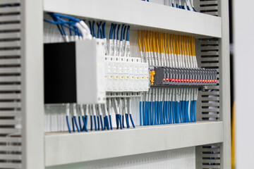 Electrical control Cabinet with controller and circuit breakers.