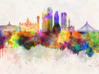 Dallas skyline in watercolor background